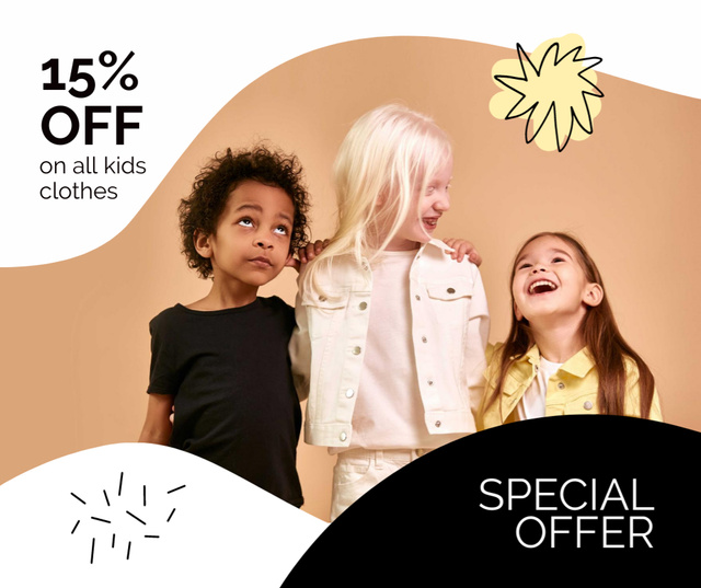Special Discount Offer with Stylish Kids Facebookデザインテンプレート