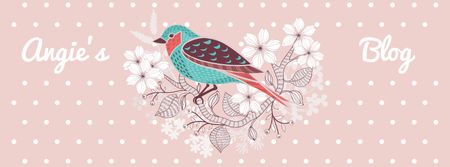 Blog Illustration with Cute Bird on Pink Facebook cover Design Template