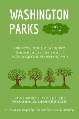 Park Event Announcement Green Trees Flyer 4x6in Design Template
