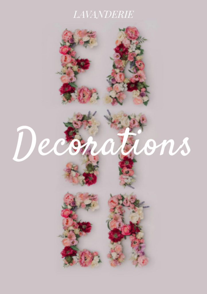 Designvorlage Easter Decorations Offer With Spring Flowers für Flyer A5