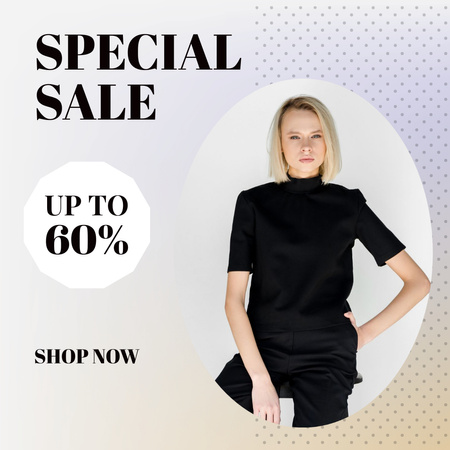Fashion Sale Ad with Stylish Woman Instagram Design Template