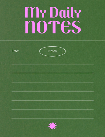 Daily Notes Planner in Green Notepad 107x139mm Design Template