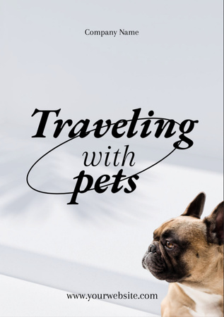 Pet Travel Guide with Cute French Bulldog Flyer A7 Design Template