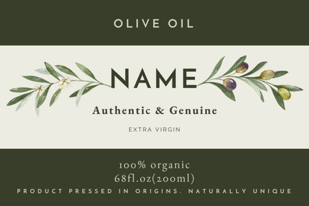 Authentic Olive Oil Green Label Design Template