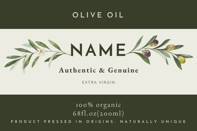 Ontwerpsjabloon van Label van Authentic Olive Oil Green