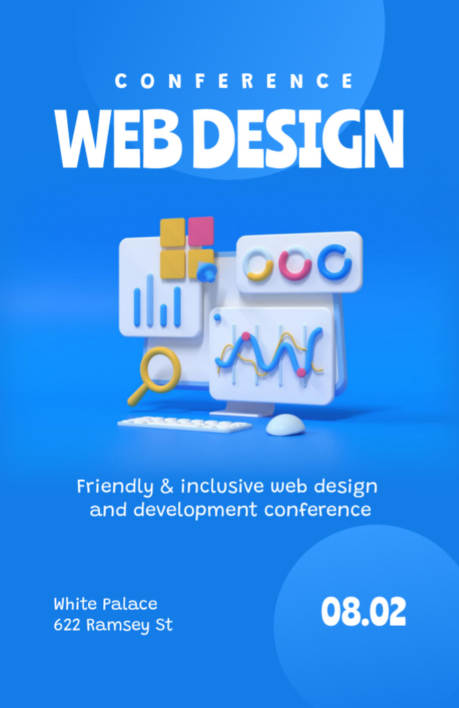 Template di design Ad of Web Design Conference Event in Blue Flyer 5.5x8.5in