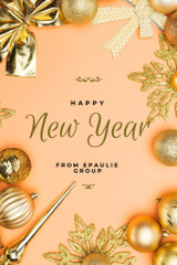 New Year Holiday Greeting In Golden Decorations