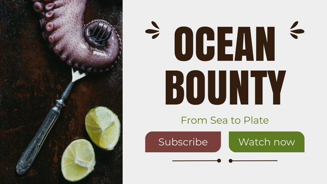 Ocean Blog Advertising with Fresh Octopus Youtube Thumbnail Design Template