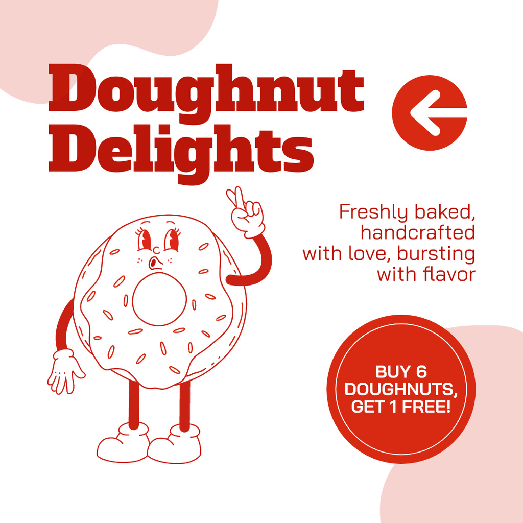 Ad of Doughnut Delights with Cute Character Instagram Design Template