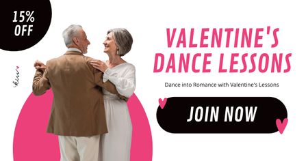 Designvorlage Angebot für Tanzstunden zum Valentinstag mit Rabatt für Facebook AD