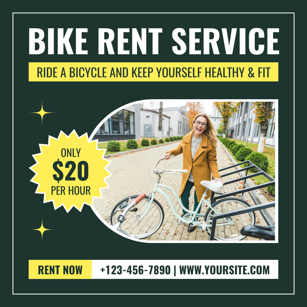 Bicycle Rent Services for City Tours Instagram Design Template