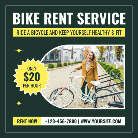 Bicycle Rent Services for City Tours Instagram Design Template