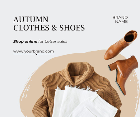 Fall Attire And Shoes Sale Announcement In Online Shop Facebook Tasarım Şablonu