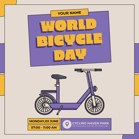 World Bicycle Day Activities Instagram Design Template