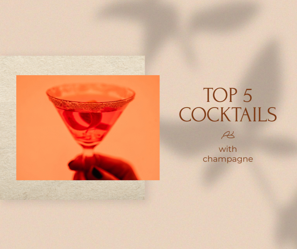 Cocktails Ad with Woman holding Drink Facebook Tasarım Şablonu