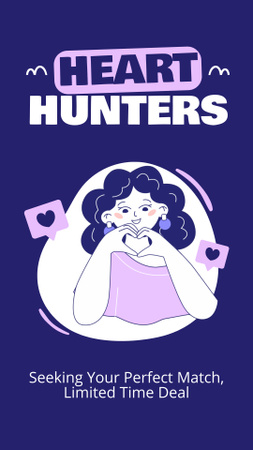 Designvorlage Heart Hunters Matchmaking-Service für Instagram Video Story