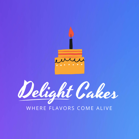 Yummy Cake With Candle And Bakery Promotion Animated Logo Design Template