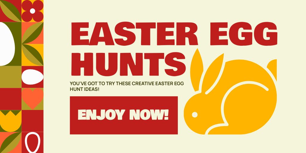 Easter Egg Hunts with Bright Ornament Twitter Design Template
