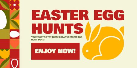 Plantilla de diseño de Búsqueda de huevos de Pascua con adornos brillantes Twitter 