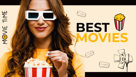 Movie Night Announcement with Woman in 3d Glasses Youtube Thumbnail Modelo de Design