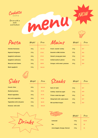Food Menu Announcement in Yellow Menu – шаблон для дизайна