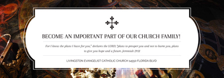 Plantilla de diseño de Church Invitation with Old Cathedral View Tumblr 