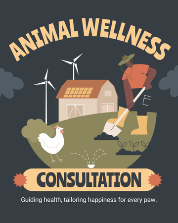 Consulta de bem-estar de animais de fazenda Instagram Post Vertical Modelo de Design