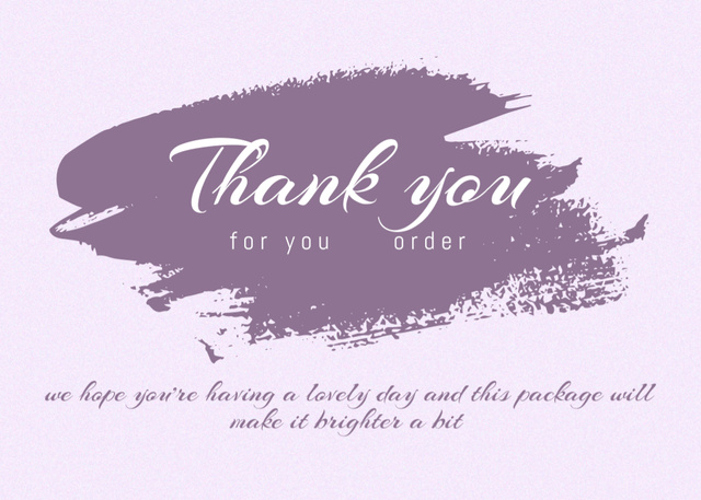 Designvorlage Thankful Phrase For Order On Purple Blot für Postcard 5x7in