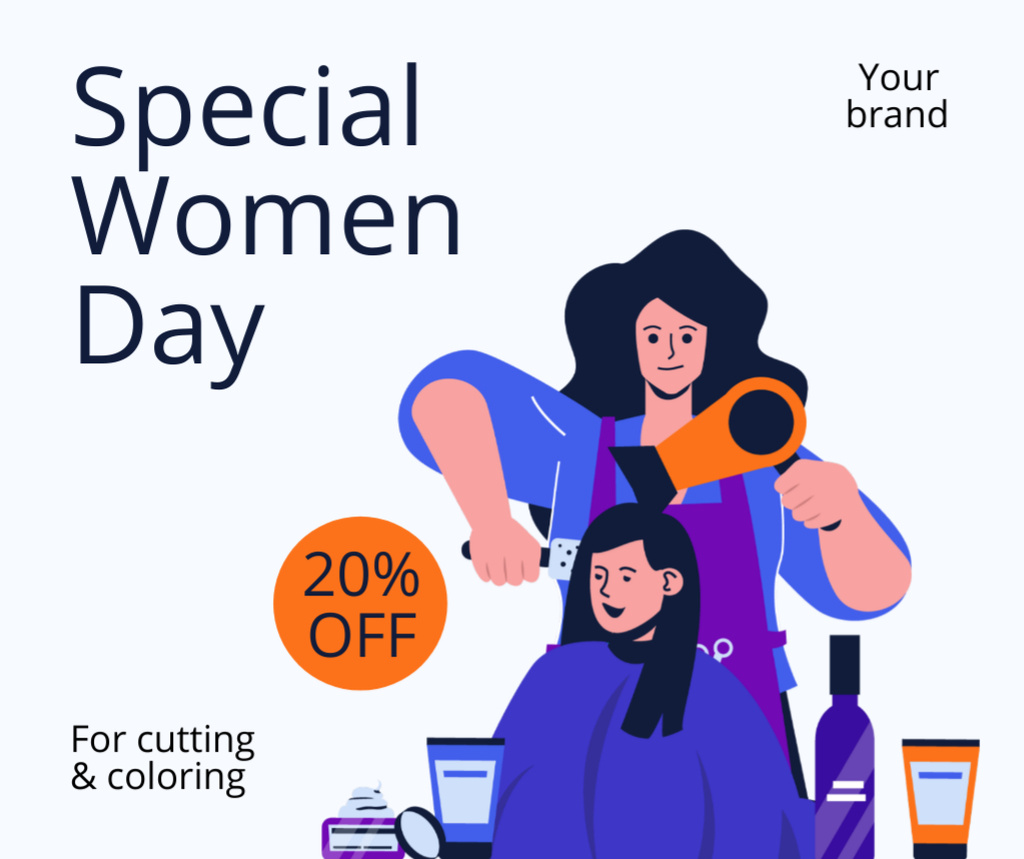 Beauty Salon Services Offer on Women's Day Facebook Design Template