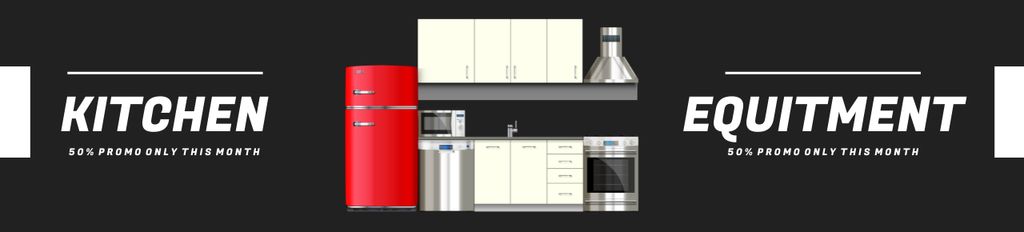 Designvorlage Kitchen Equipment Sale Ad on Black für Ebay Store Billboard