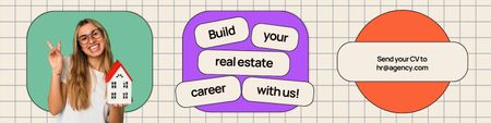 Designvorlage Real Estate Agent Vacancy Ad für Twitter