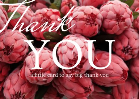 Thankful Lettering with Pink Tender Peonies Card Design Template