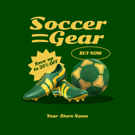 Plantilla de diseño de Anuncio de equipo de fútbol con zapatos y pelota Instagram 