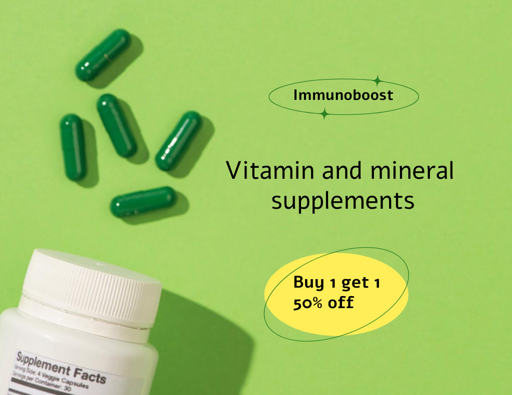 Nutritional Supplements Sale Offer Flyer 8.5x11in Horizontal tervezősablon