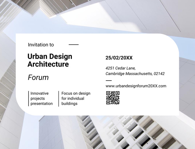 Modern Buildings Perspective On Architecture Forum Invitation 13.9x10.7cm Horizontal Design Template