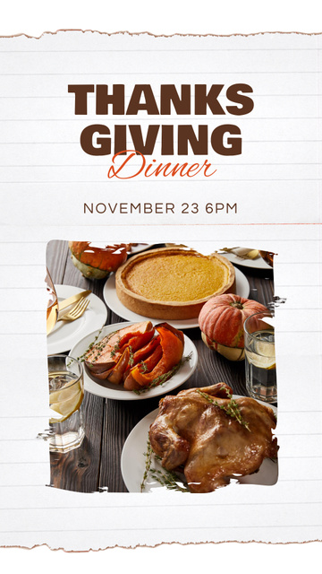 Designvorlage Traditional Dinner On Thanksgiving Day With Turkey für Instagram Video Story