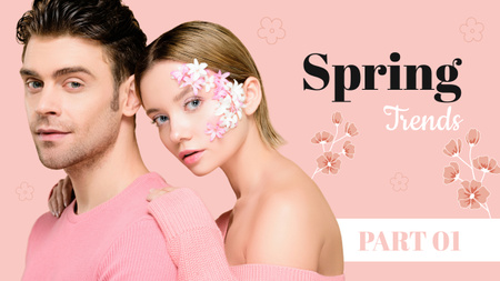 Fashion Spring Trends with Stylish Couple Youtube Thumbnail Design Template