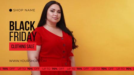 Designvorlage Black Friday-Kleidungsverkauf mit Frau mit Einkaufstüten für Full HD video