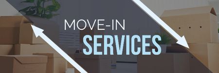 Move-in services with boxes Email header Modelo de Design