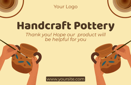 Handcraft Pottery Offer With Painted Vases Thank You Card 5.5x8.5in Design Template