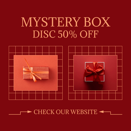 Mystery Gift Box Collage Red Instagram Design Template