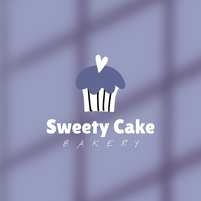 Bakery Ad with Sweet Cake on Purple Logo 1080x1080px Tasarım Şablonu