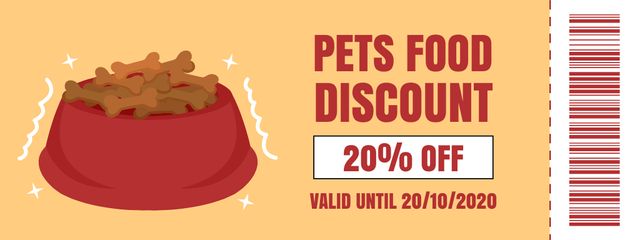 Designvorlage Pet Food Discount on Beige für Coupon