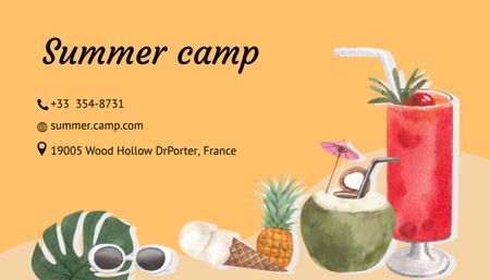 Summer Camp Contact Details Business Card US Design Template