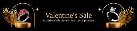 Valentin-napi kiárusítási hirdetmény gyönyörű ékszerekkel Ebay Store Billboard tervezősablon