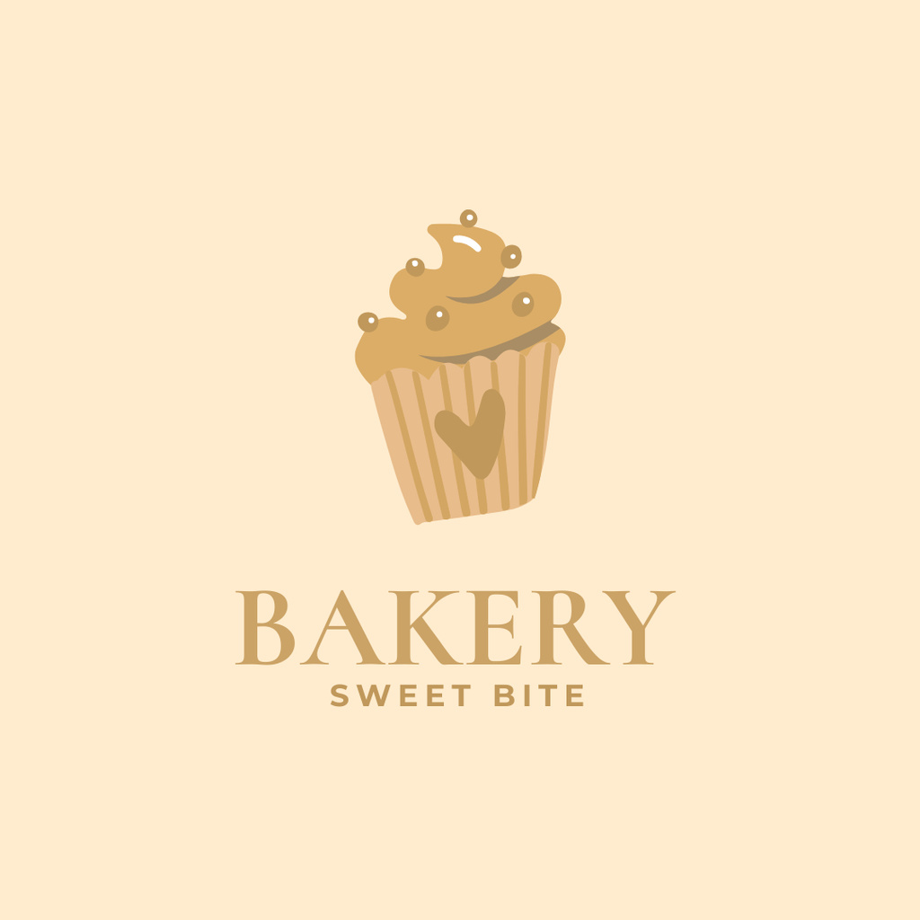 Wholesome Bakery Ad with Yummy Cupcake In Yellow Logo 1080x1080pxデザインテンプレート