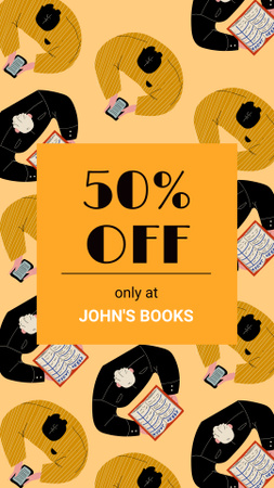 Ontwerpsjabloon van Instagram Story van Wonderful Book Sale Newsflash Offer
