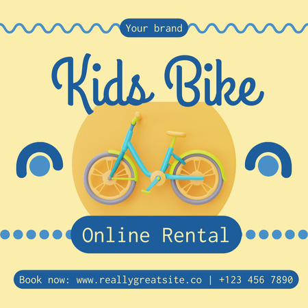 Gyermekkerékpár-kölcsönzés online szolgáltatása Instagram AD tervezősablon