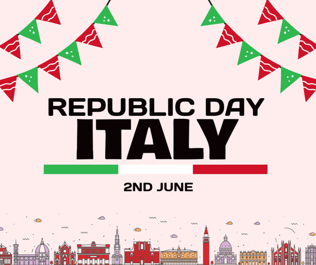 Ontwerpsjabloon van Facebook van Italian Republic Day Holiday