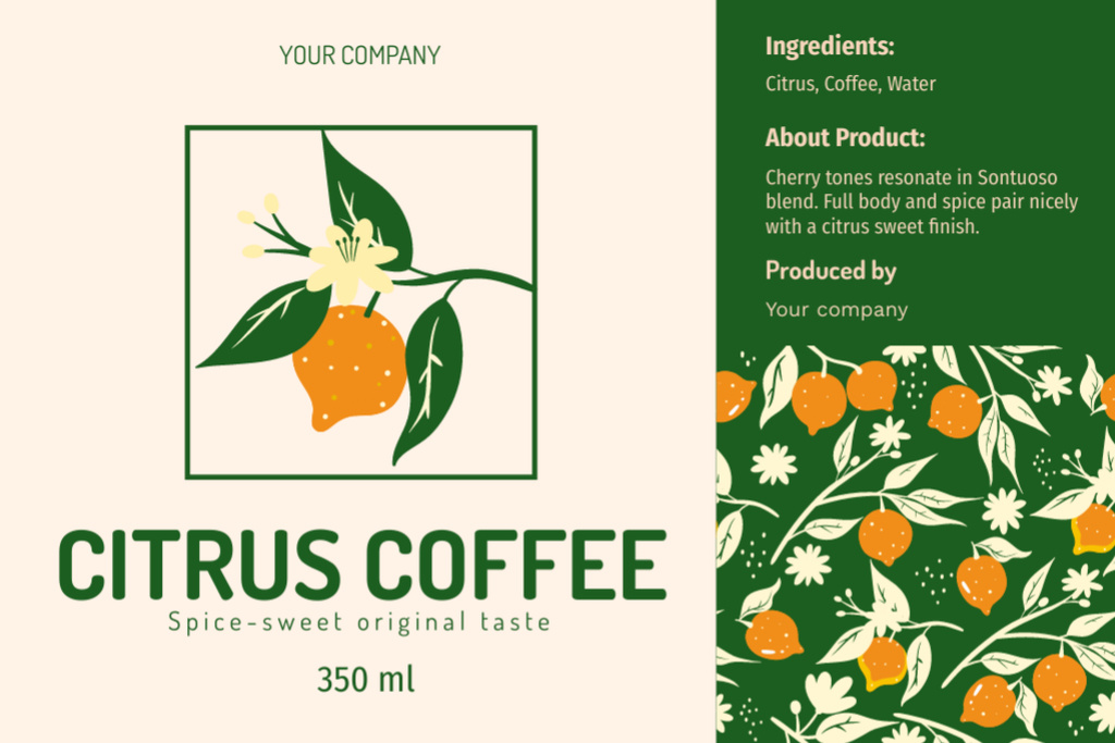 Ontwerpsjabloon van Label van Citrus Coffee Drink